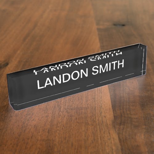 Modern Looking Bold Black White Text Desk Name Plate
