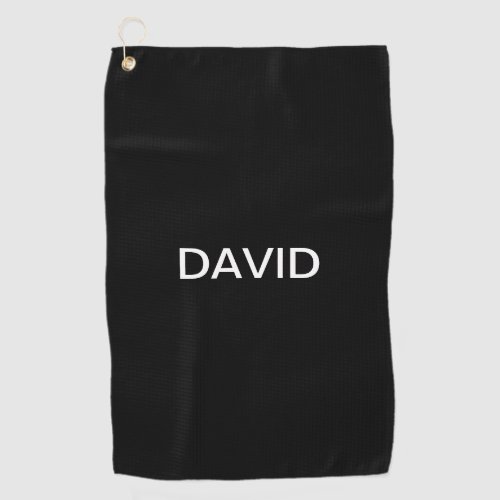 Modern Looking Bold Black White Text Golf Towel