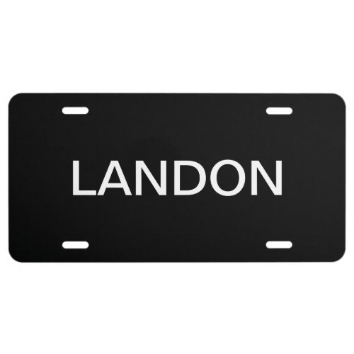 Modern Looking Bold Black White Text License Plate