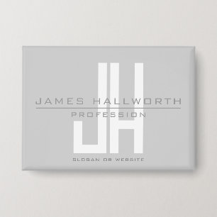 Modern Looking Business Monogram Grey Button