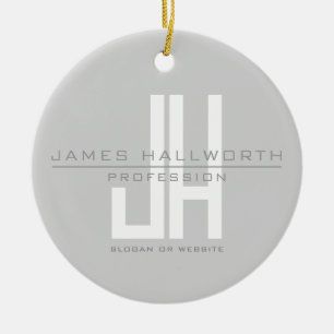 Modern Looking Business Monogram Grey Ceramic Ornament
