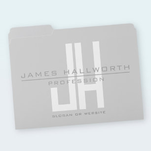 Modern Looking Business Monogram Grey File Folder