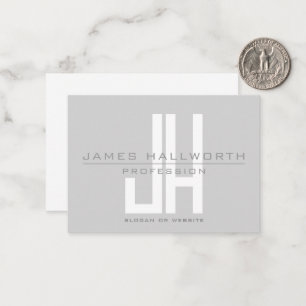 Modern Looking Business Monogram   Grey Note Card