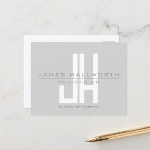 Modern Looking Business Monogram Grey Postcard