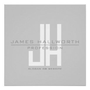 Modern Looking Business Monogram Grey Poster