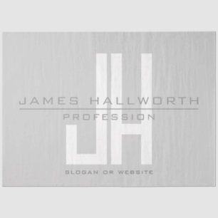 Modern Looking Business Monogram Grey Tissue Paper