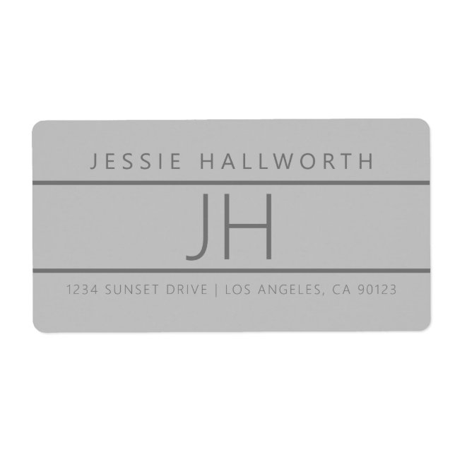 Modern Looking Grey Return Address Label (Front)