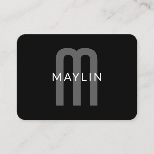 Modern Looking Monogrammed Name  Black Grey White Enclosure Card