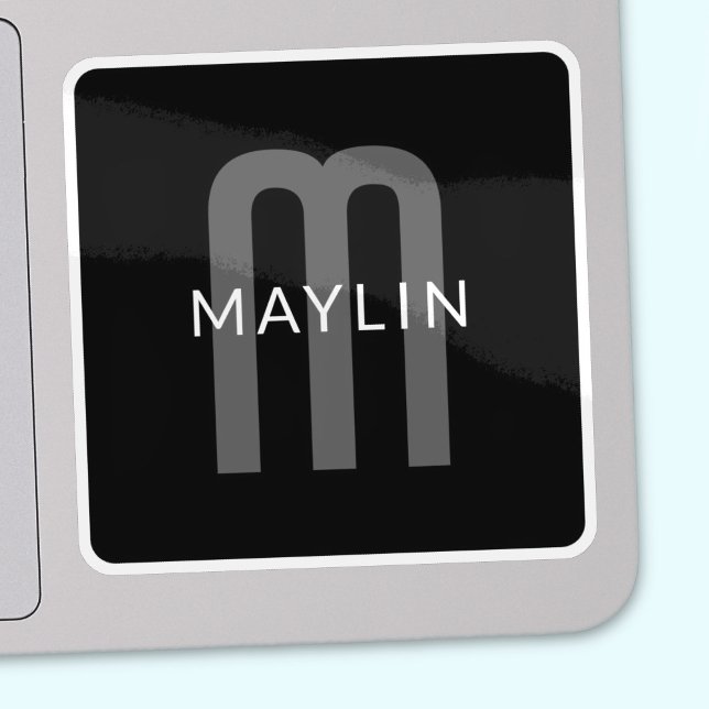 Modern Looking Monogrammed Name | Black Grey White Sticker (Creator Uploaded)