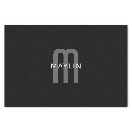 Modern Looking Monogrammed Name  Black Grey White Tissue Paper