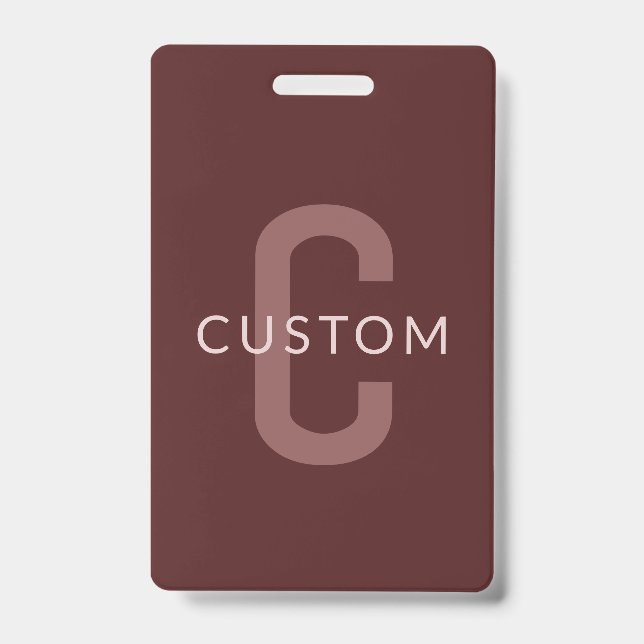 Modern Looking Monogrammed Name | Maroon Red Badge (Front)