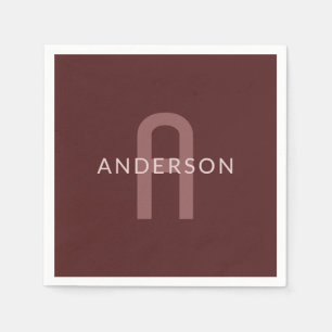 Modern Looking Monogrammed Name Maroon Red Napkins