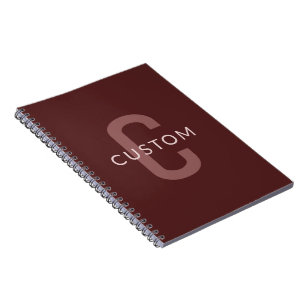Modern Looking Monogrammed Name Maroon Red Notebook