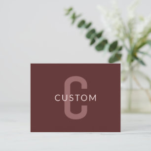 Modern Looking Monogrammed Name Maroon Red Postcard