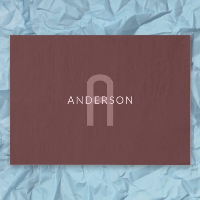 Modern Looking Monogrammed Name | Maroon Red Tissue Paper (Creator Uploaded)
