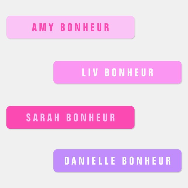 Modern Looking Names  | Pink & Purple Iron-on Labels (Group)