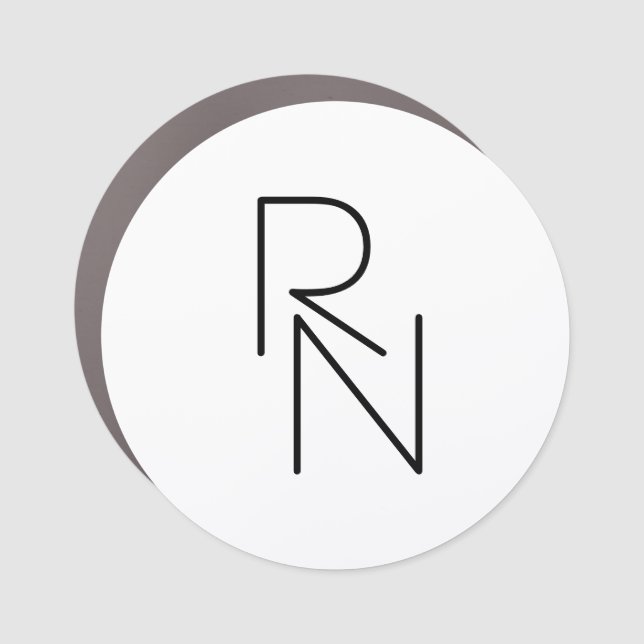 Modern Looking Overlapping Initials Car Magnet (Front)