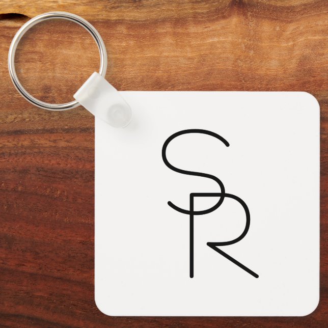Modern Looking Overlapping Initials Keychain (Front)