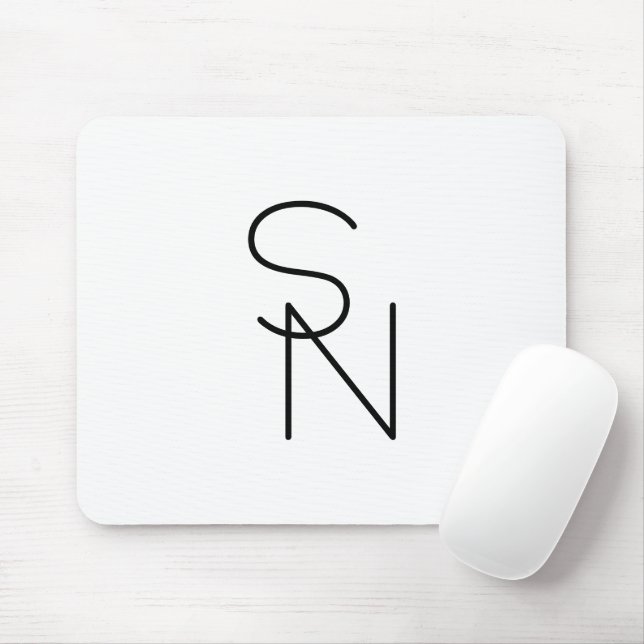 Modern Looking Overlapping Initials Mouse Pad (With Mouse)