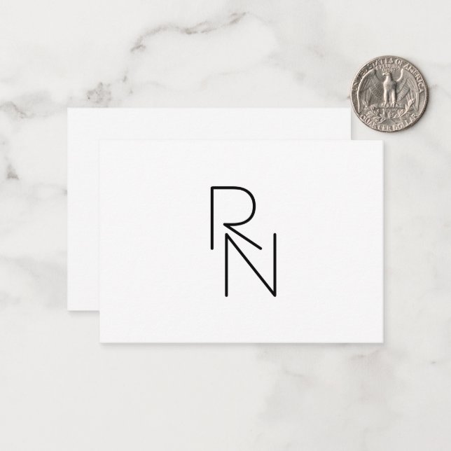Modern Looking Overlapping Initials Note Card (Front/Back In Situ)