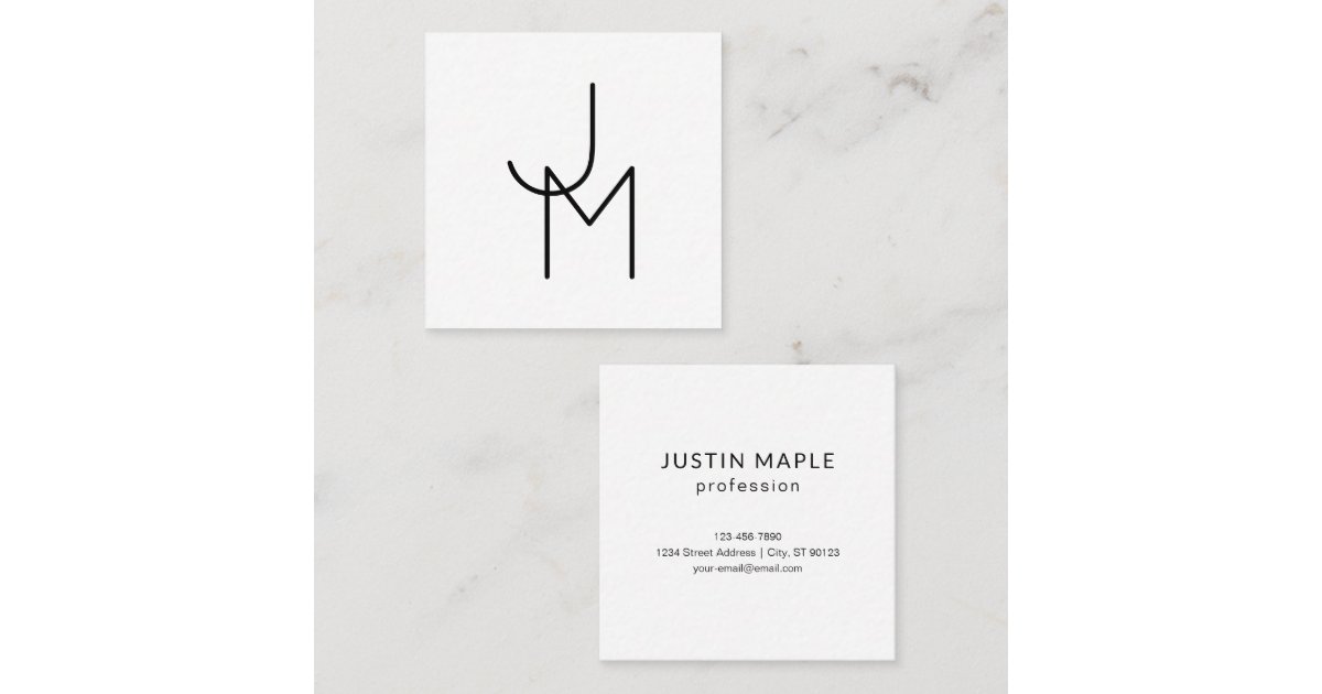 Overlapping Intials Script Modern Looking Overlapping Initials Square Business Card | Zazzle