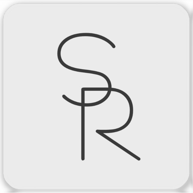 Modern Looking Overlapping Initials Sticker (Front)