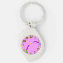 Modern Loops Pink Magenta Metal Keychain