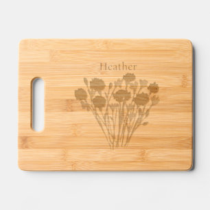 Modern Loose Flowers With Custom Name Engraved Cutting Board