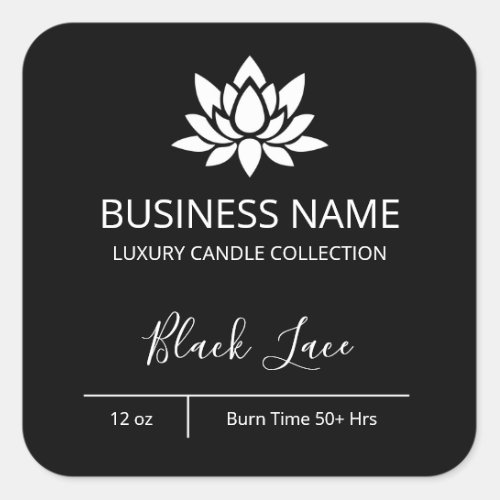 Modern Lotus Black Candle Labels