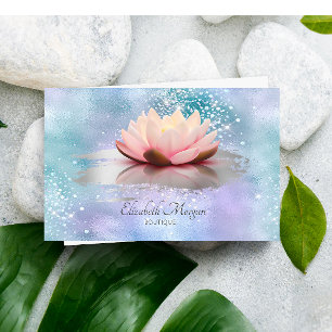 Modern Lotus Brush Stroke Diamonds Holographic Business Card