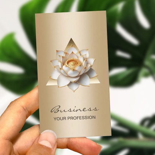 Modern Lotus Flower Elegant Gold Salon  SPA Business Card