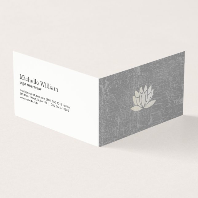 Modern Lotus Flower Marbled Gray Business Card (Outside)