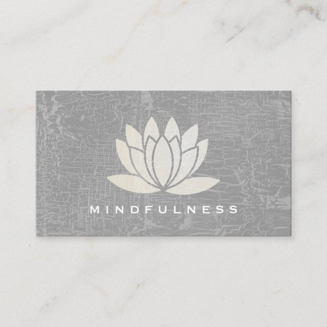 Modern Lotus Flower Marbled Gray Business Card (Front)