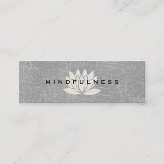 Modern Lotus Flower Marbled Gray Mini Business Card (Front)