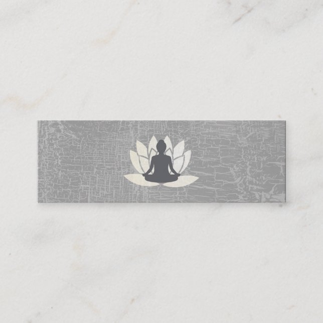 Modern Lotus Flower Marbled Gray Mini Business Card (Front)