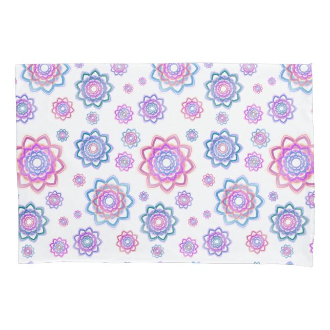 Modern Lotus Flower Pattern Pink Pastel Green Pillow Case (Front-Left)