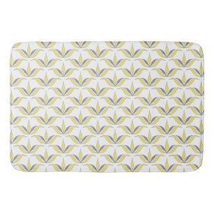 Gray and Yellow Floral Ikat Bath Mat