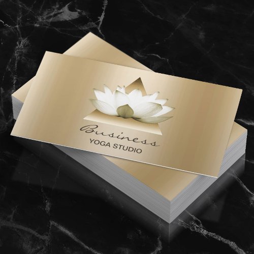 Modern Lotus Logo Elegant Gold Background Business Card