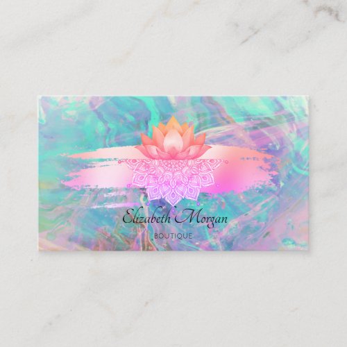 Modern Lotus Mandala Brush Stroke Opal Business