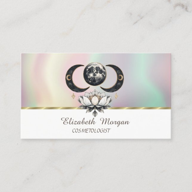Modern  Lotus Moon Colorful  Business Card (Front)