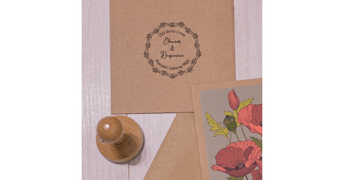 Modern Lotus Return Address, Couple Rubber Stamp | Zazzle