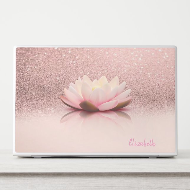 Modern Lotus Rose Gold Glitter Ombre HP Laptop Skin (Front)