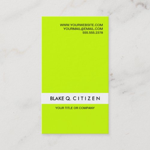 Modern Loud Neon Green Business Card