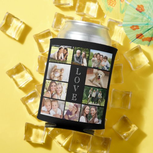 Modern Love 10 Photo Collage Black Can Cooler