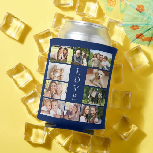 Modern Love 10 Photo Collage Blue Can Cooler