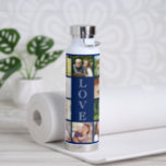 Modern Love 10 Photo Collage Blue Water Bottle<br><div class="desc">A photo collage navy blue water bottle to celebrate your family or others who you love. Personalize with 10 pictures. "LOVE" is written vertically down the middle in elegant white typography.</div>