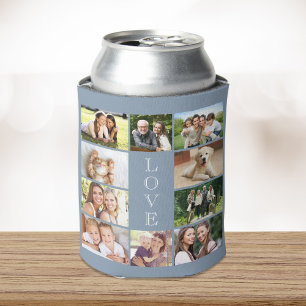 Modern Love 10 Photo Collage Dusty Blue Can Cooler