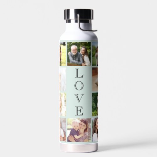 Modern Love 10 Photo Collage Mint Water Bottle