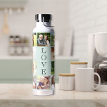 Modern Love 10 Photo Collage Mint Water Bottle<br><div class="desc">A pastel mint green photo collage water bottle to celebrate your family or others you love. You can personalize with 10 pictures. "LOVE" is written down the middle in elegant typography.</div>