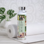 Modern Love 10 Photo Collage Sage Green Water Bottle<br><div class="desc">A photo collage sage green water bottle to celebrate your family or others you love. Personalize with 10 pictures. "LOVE" is written vertically down the middle in open typography.</div>